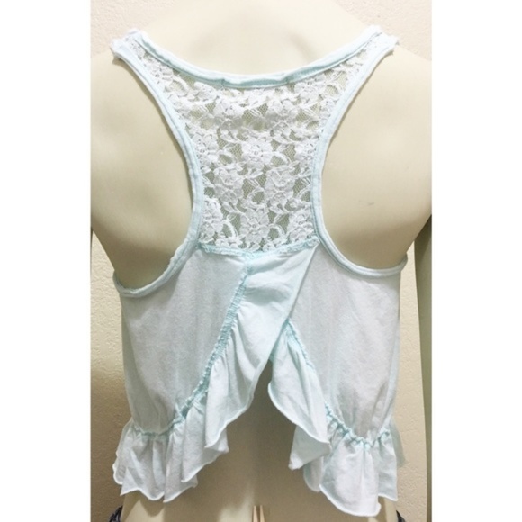 Hollister Small Baby Blue and White Lace Crop Top - Picture 6 of 8